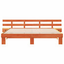 vidaXL Ágykeret fejtámlával Barna 200 x 200 cm Tömör fenyőfa