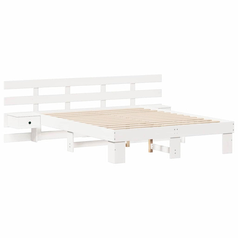 vidaXL Ágykeret Fehér 160 x 200 cm Tömör fenyőfa és Tömör fenyőfa