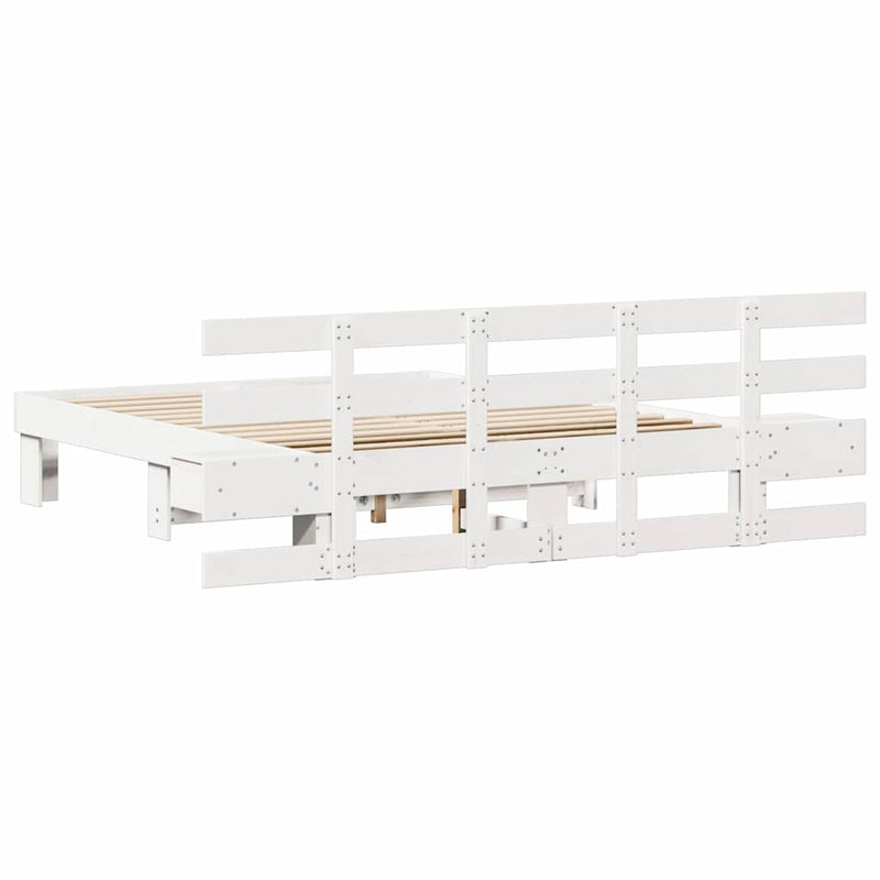 vidaXL Ágykeret Fehér 160 x 200 cm Tömör fenyőfa és Tömör fenyőfa