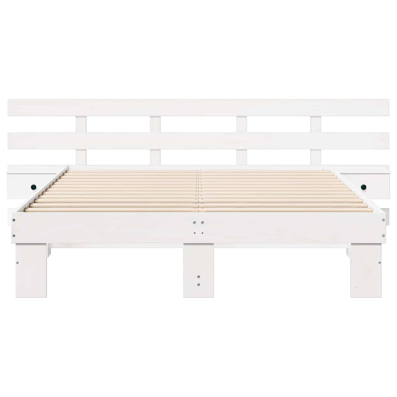 vidaXL Ágykeret Fehér 160 x 200 cm Tömör fenyőfa és Tömör fenyőfa