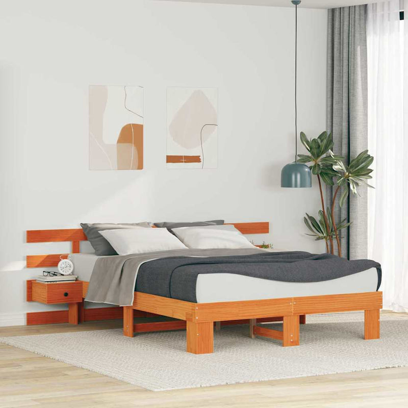 vidaXL Ágykeret Barna 160 x 200 cm Tömör fenyőfa és Tömör fenyőfa