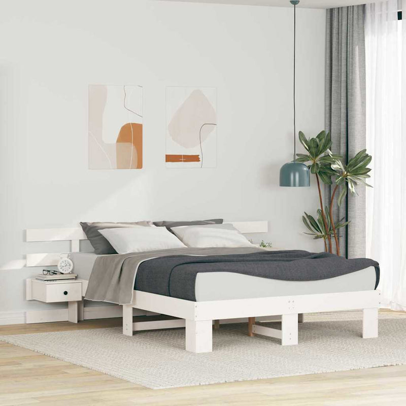 vidaXL Ágykeret fiókkal Fehér 150 x 200 cm faszínű