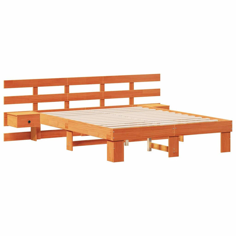 vidaXL Ágykeret Barna 150 x 200 cm Tömör fenyőfa és Tömör fenyőfa