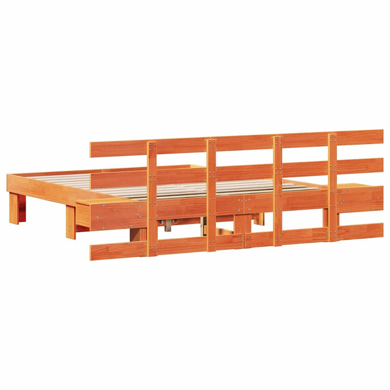 vidaXL Ágykeret Barna 150 x 200 cm Tömör fenyőfa és Tömör fenyőfa