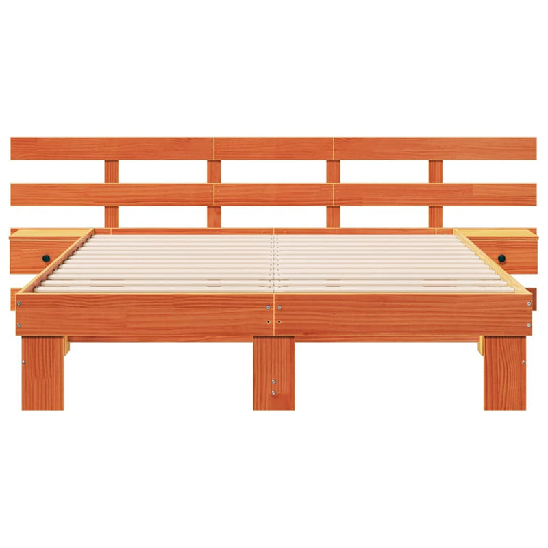 vidaXL Ágykeret Barna 150 x 200 cm Tömör fenyőfa és Tömör fenyőfa