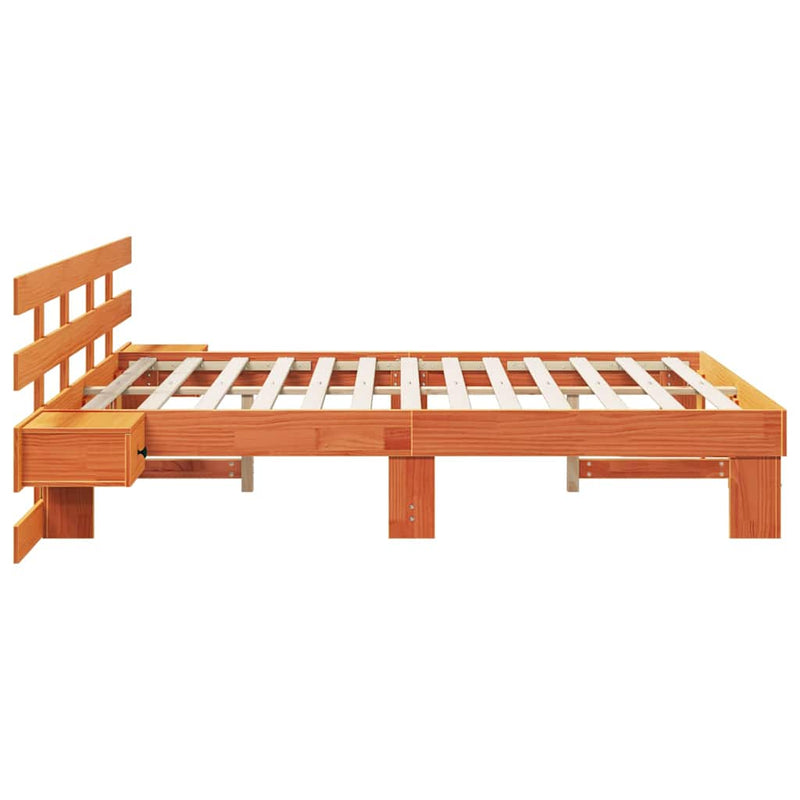 vidaXL Ágykeret Barna 150 x 200 cm Tömör fenyőfa és Tömör fenyőfa