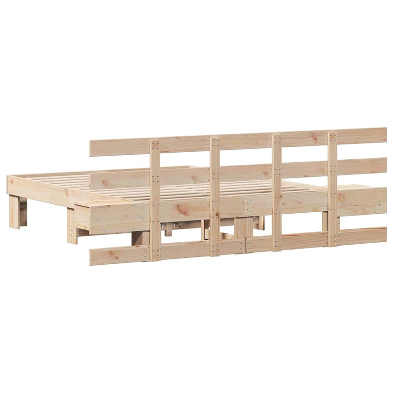 vidaXL Ágykeret Barna 140 x 190 cm Tömör fenyőfa és Tömör fenyőfa