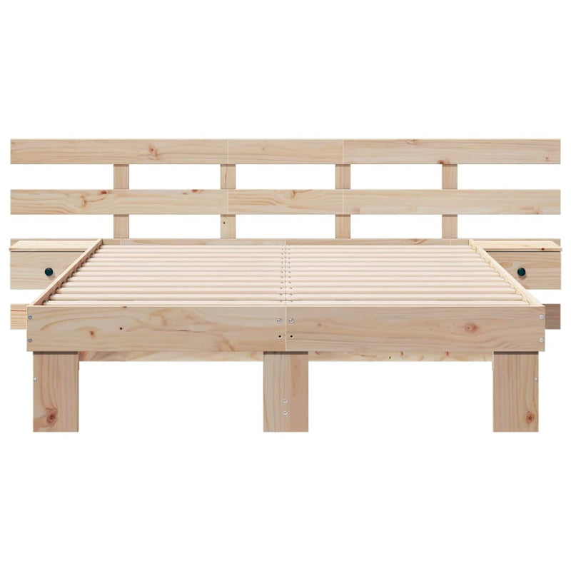 vidaXL Ágykeret Barna 140 x 190 cm Tömör fenyőfa és Tömör fenyőfa