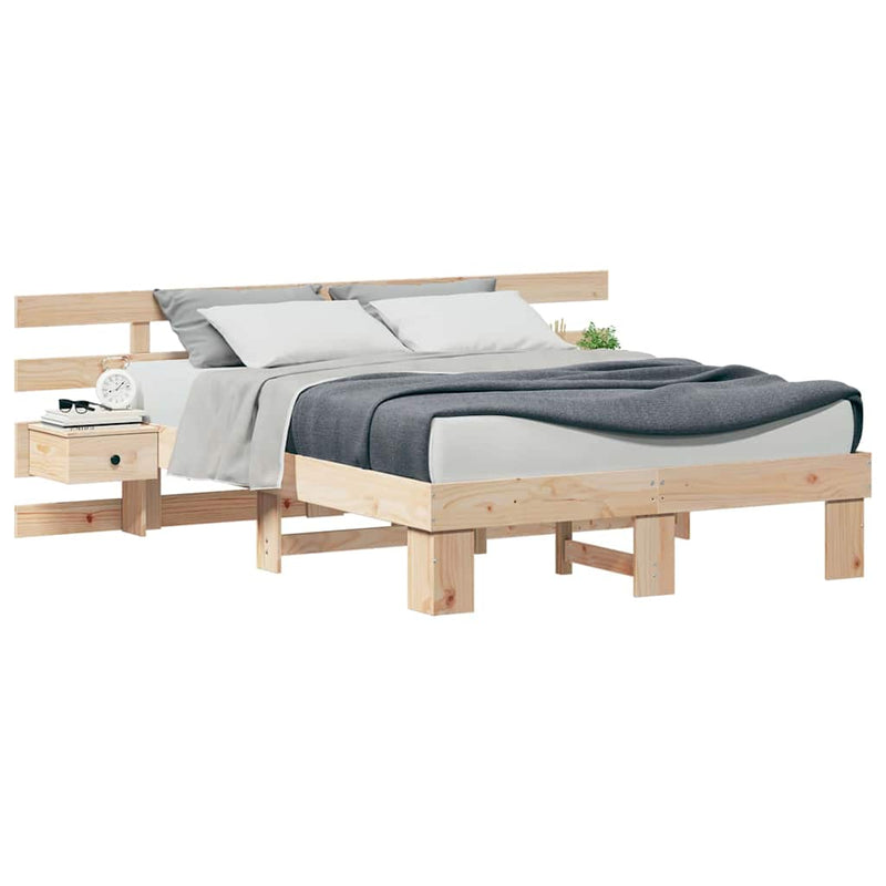 vidaXL Ágykeret Barna 140 x 190 cm Tömör fenyőfa és Tömör fenyőfa