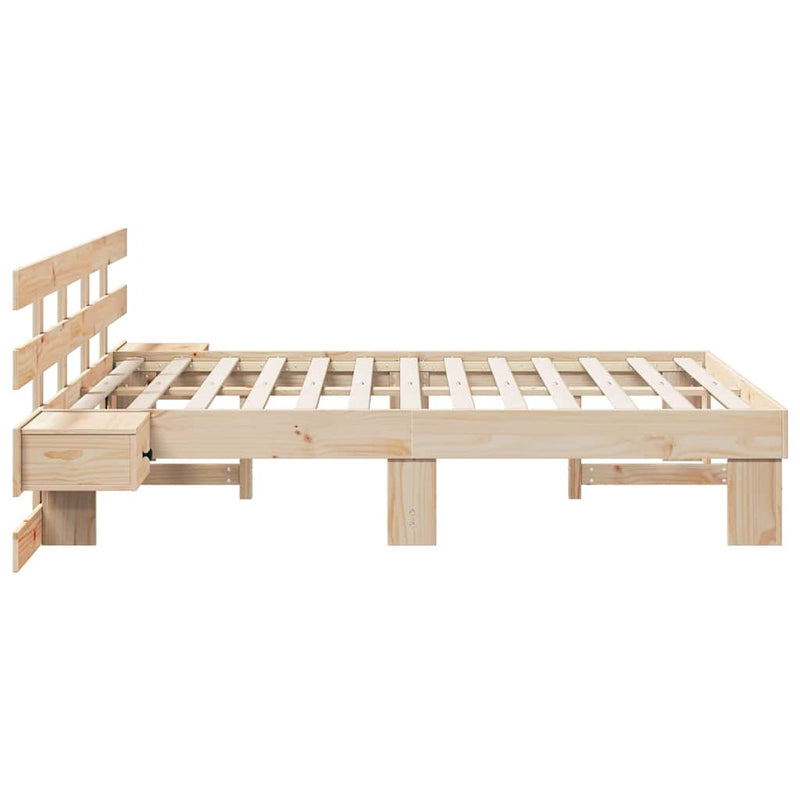 vidaXL Ágykeret Barna 140 x 190 cm Tömör fenyőfa és Tömör fenyőfa