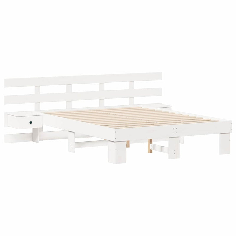 vidaXL Ágykeret Fehér 135 x 190 cm Tömör fenyőfa és Tömör fenyőfa