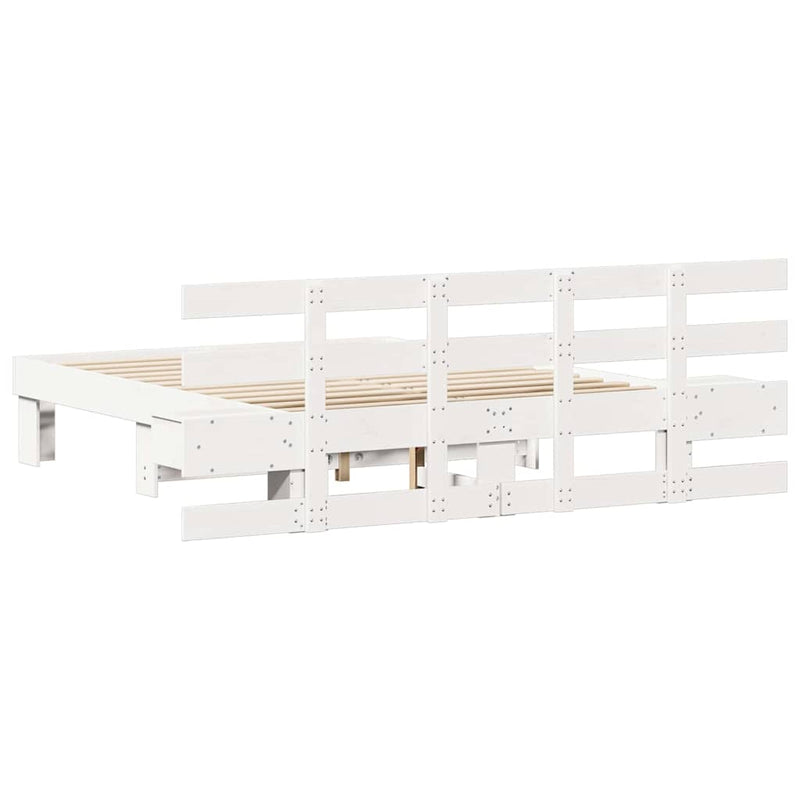 vidaXL Ágykeret Fehér 135 x 190 cm Tömör fenyőfa és Tömör fenyőfa