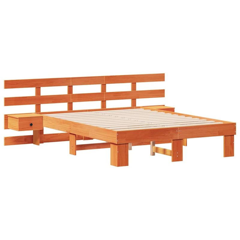 vidaXL Ágykeret Barna 135 x 190 cm Tömör fenyőfa és Tömör fenyőfa