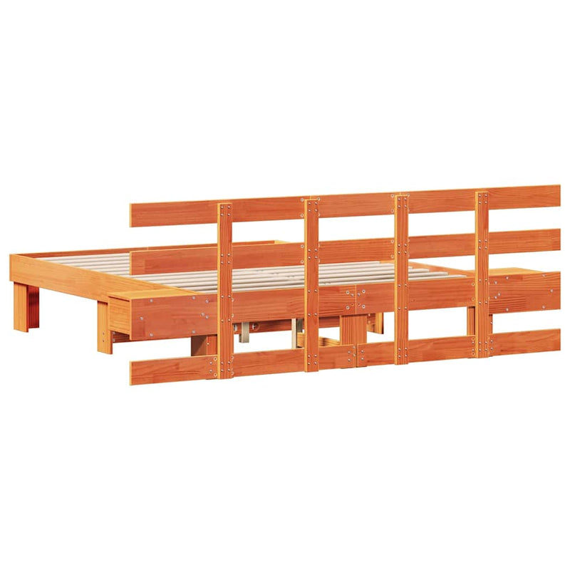 vidaXL Ágykeret Barna 135 x 190 cm Tömör fenyőfa és Tömör fenyőfa
