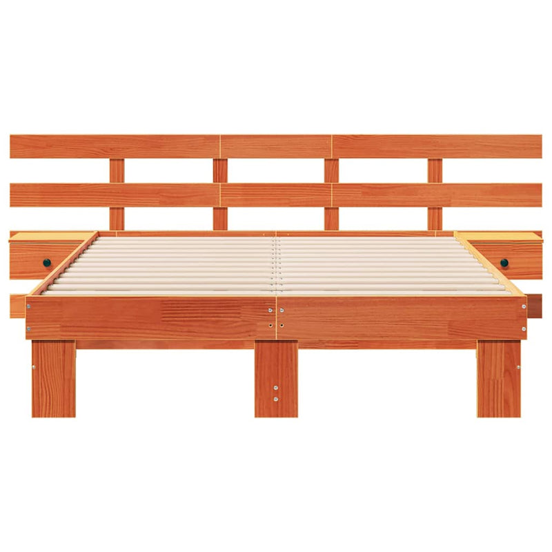 vidaXL Ágykeret Barna 135 x 190 cm Tömör fenyőfa és Tömör fenyőfa
