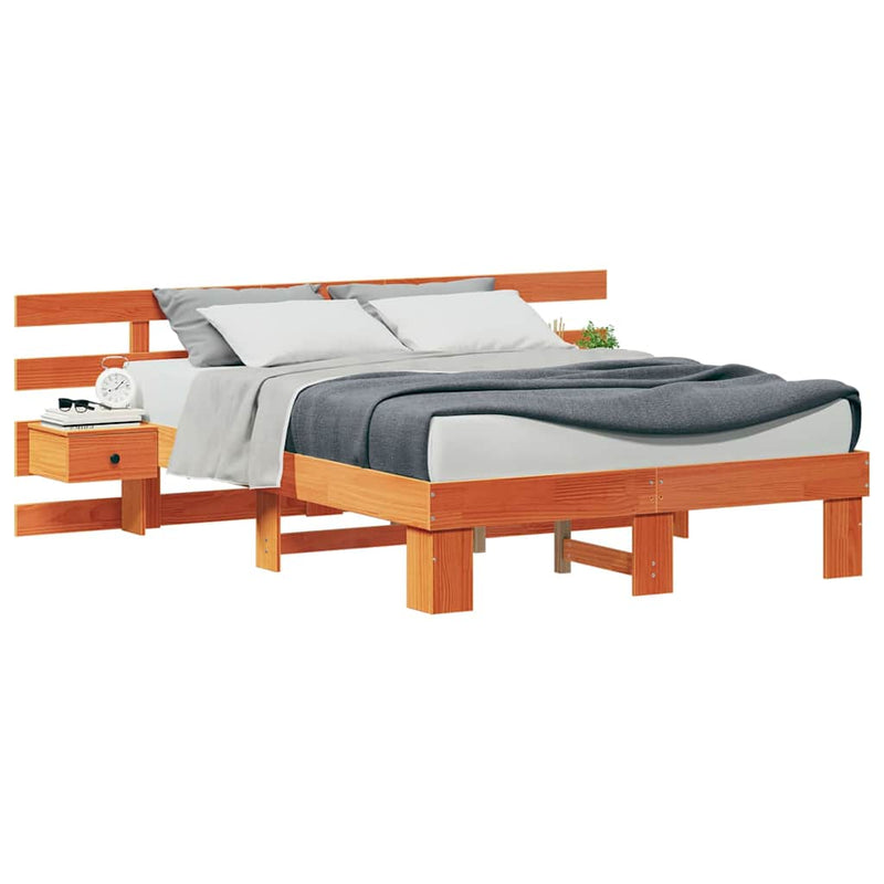 vidaXL Ágykeret Barna 135 x 190 cm Tömör fenyőfa és Tömör fenyőfa