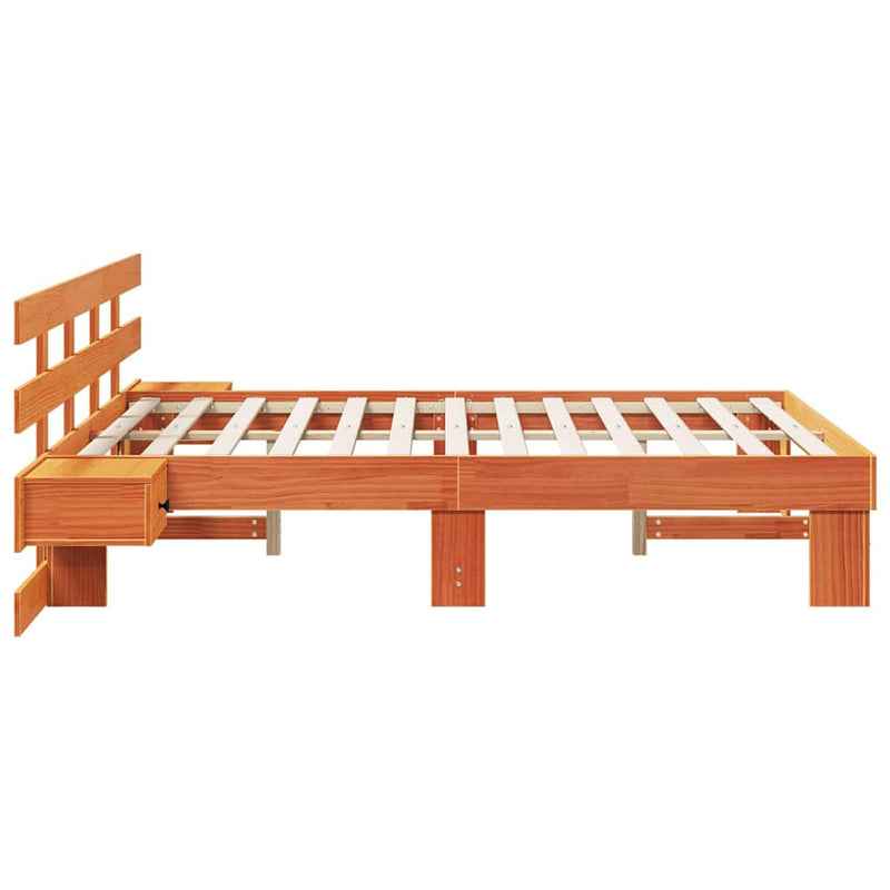 vidaXL Ágykeret Barna 135 x 190 cm Tömör fenyőfa és Tömör fenyőfa