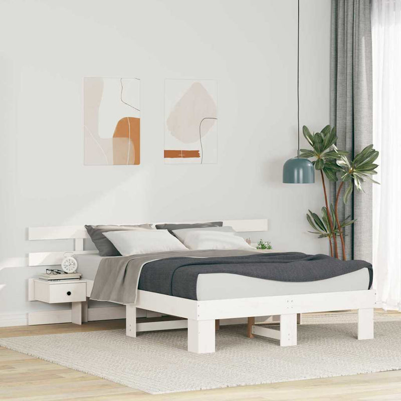 vidaXL Ágykeret fiókkal Fehér 120 x 190 cm Tömör fa