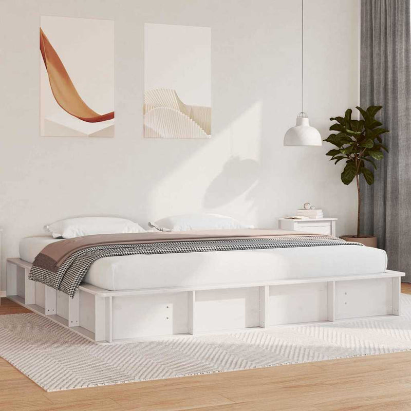 vidaXL Ágykeret tárolóval Fehér 180 x 200 cm Tömör fenyőfa