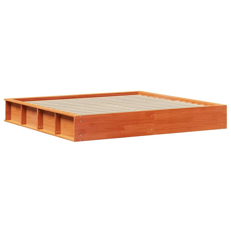 vidaXL Ágykeret tárolóval Viaszbarna 180 x 200 cm Tömör fenyőfa