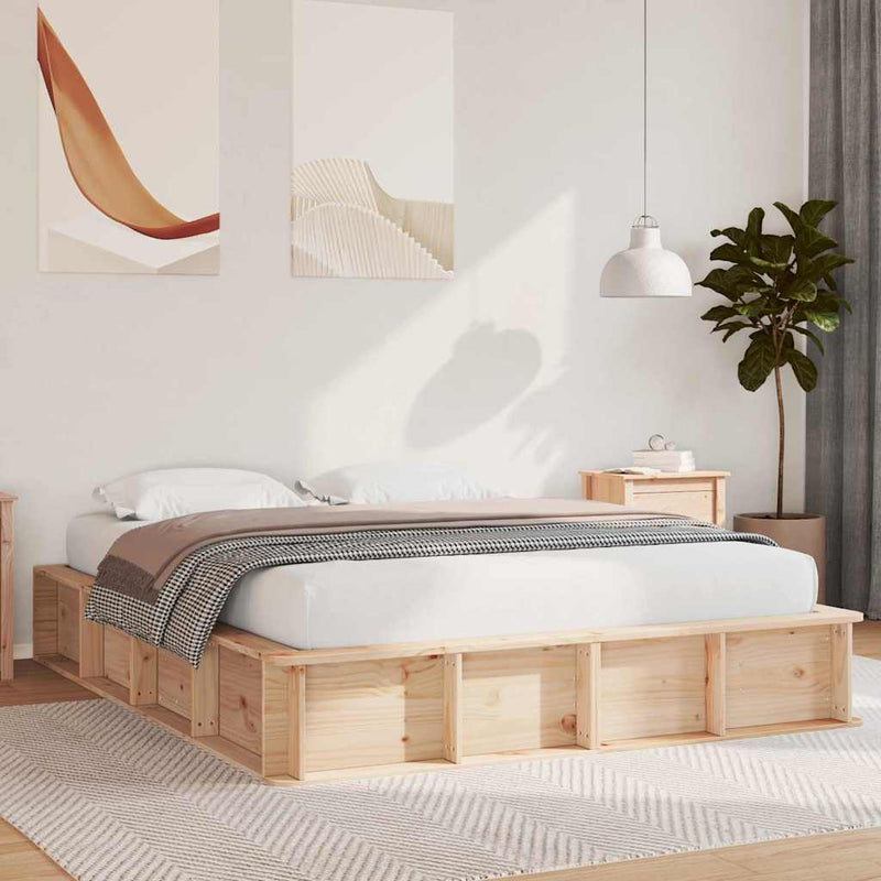 vidaXL Ágykeret tárolóval Tömör fenyőfa 150 x 200 cm Tömör fenyőfa