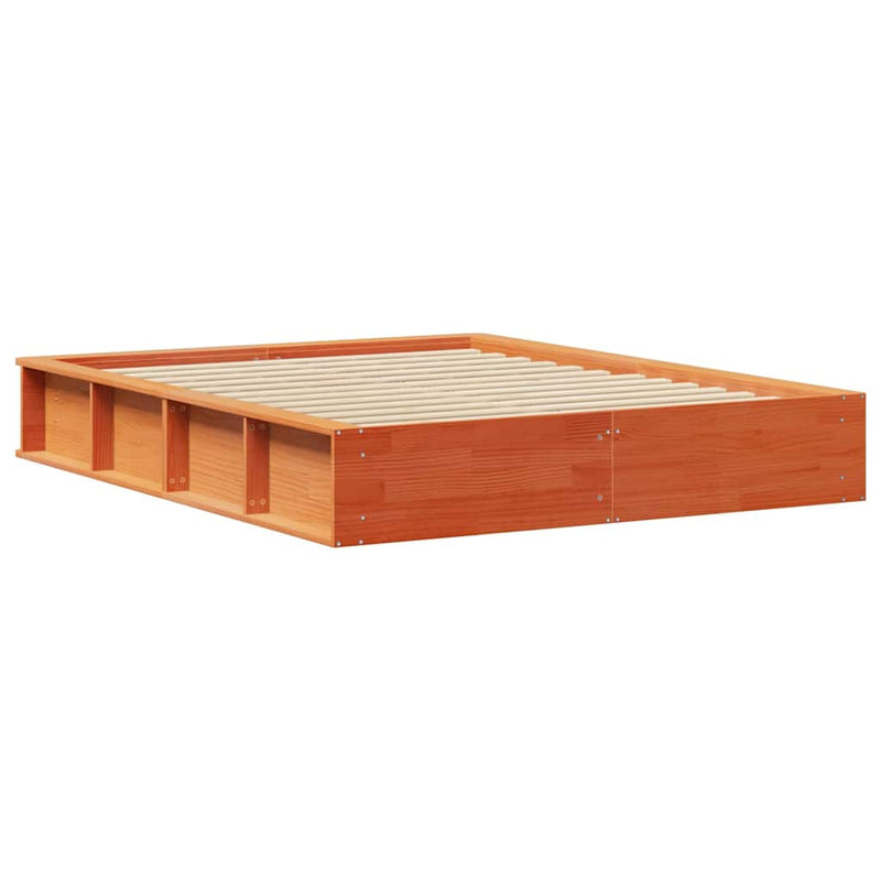 vidaXL Ágykeret tárolóval Viaszbarna 150 x 200 cm Tömör fenyőfa