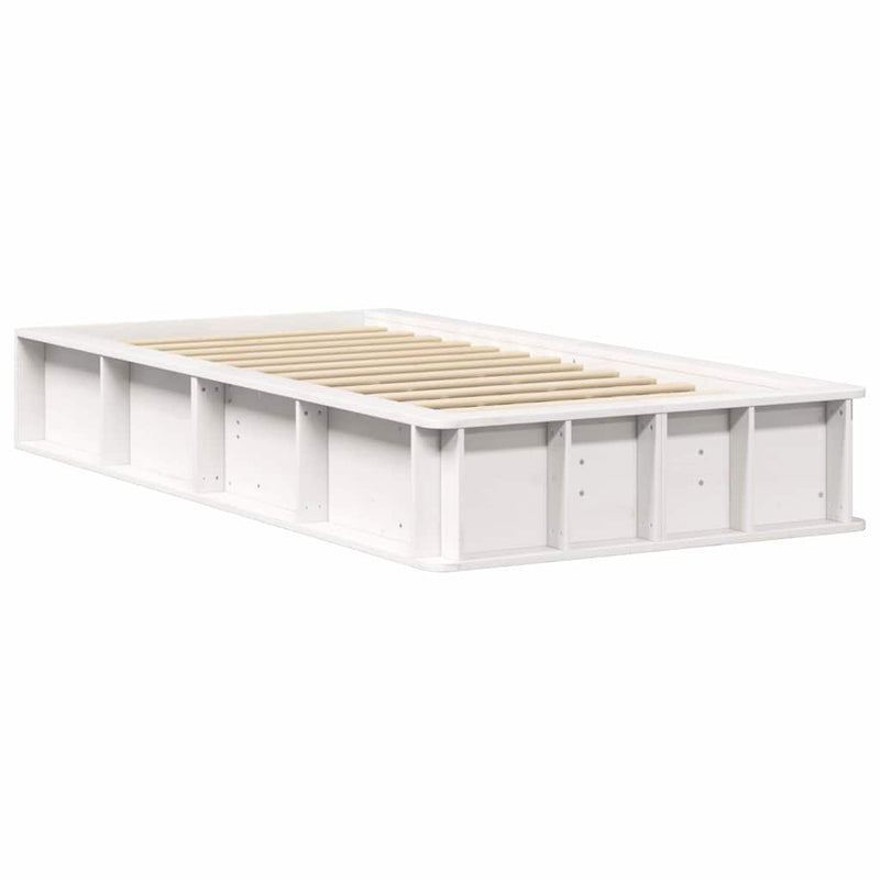 vidaXL Ágykeret tárolóval Fehér 100 x 200 cm Tömör fenyőfa