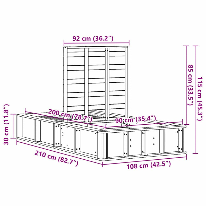 vidaXL Ágykeret tárolóval Viaszbarna 100 x 200 cm faszínű