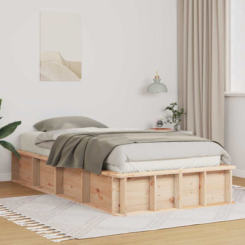 vidaXL Ágykeret tárolóval Barna 90 x 200 cm Tömör fenyőfa