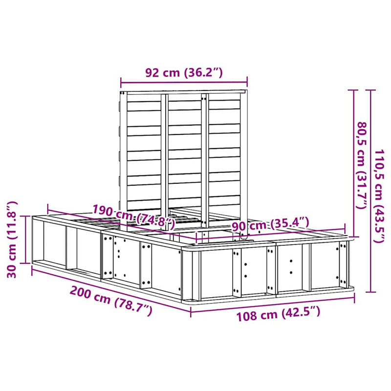 vidaXL Ágykeret tárolóval Fehér 90 x 190 cm faszínű