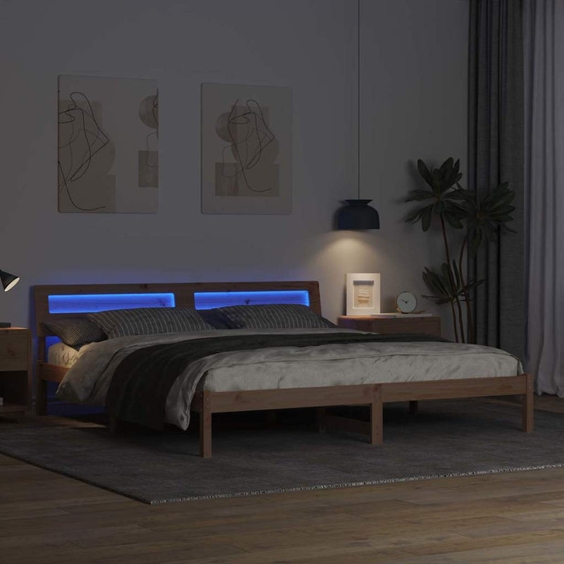vidaXL Ágykeret Barna 200 x 200 cm Tömör fenyőfa és Tömör fenyőfa