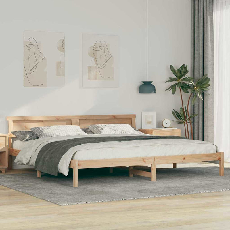 vidaXL Ágykeret LED -es lámpákkal Barna 200 x 200 cm Tömör fenyőfa