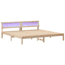 vidaXL Ágykeret LED -es lámpákkal Barna 200 x 200 cm Tömör fenyőfa