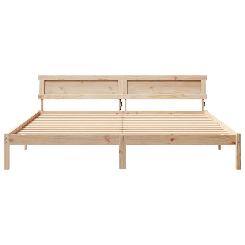 vidaXL Ágykeret LED -es lámpákkal Barna 200 x 200 cm Tömör fenyőfa