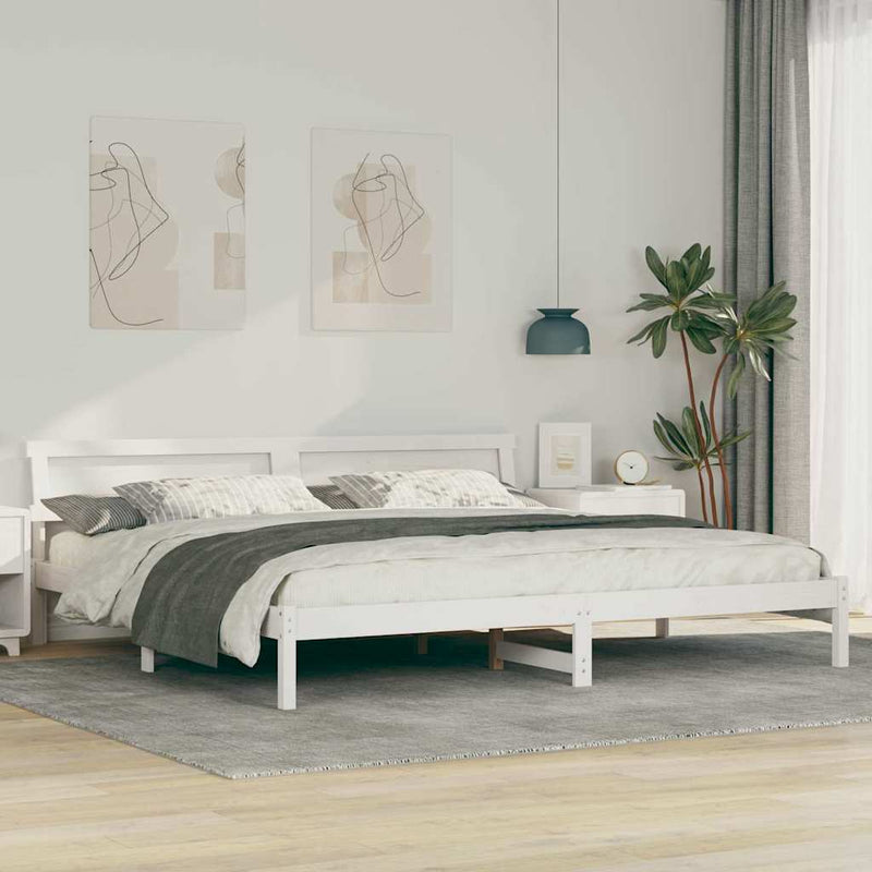 vidaXL Ágykeret LED -es lámpákkal Fehér 200 x 200 cm Tömör fenyőfa