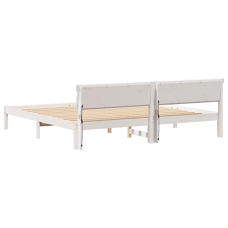 vidaXL Ágykeret LED -es lámpákkal Fehér 200 x 200 cm Tömör fenyőfa