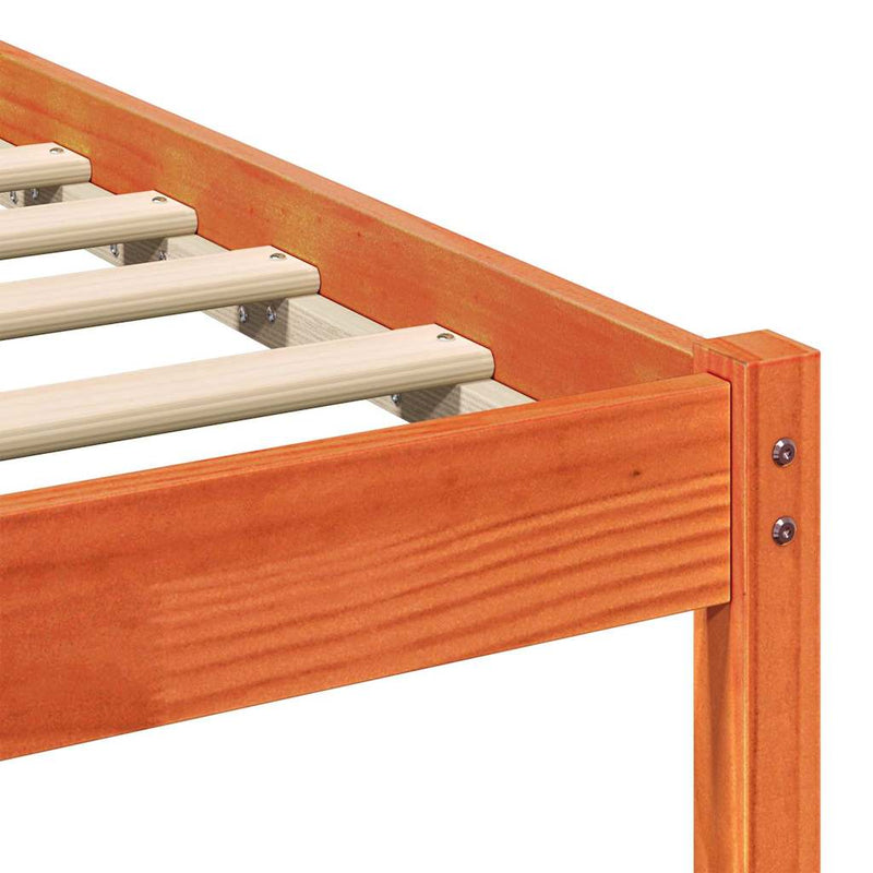 vidaXL Ágykeret fejtámlával Viaszbarna 200 x 200 cm Tömör fenyőfa