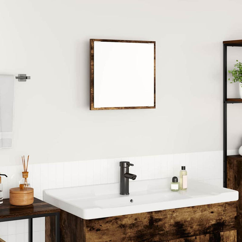 vidaXL LED Fürdőszoba Tükör Füstölt tölgy 40 x 8,5 x 37 cm Faanyag
