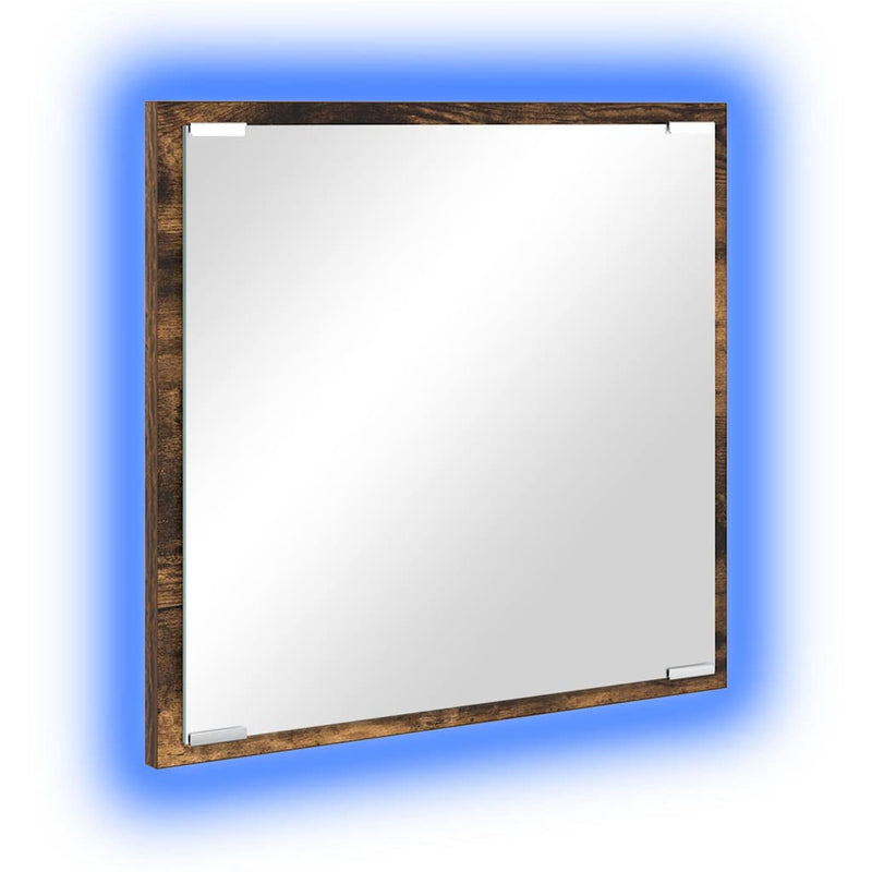vidaXL LED Fürdőszoba Tükör Füstölt tölgy 40 x 8,5 x 37 cm Faanyag