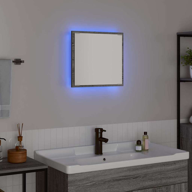 vidaXL LED Fürdőszoba Tükör Szürke Sonoma 40 x 8,5 x 37 cm Faanyag