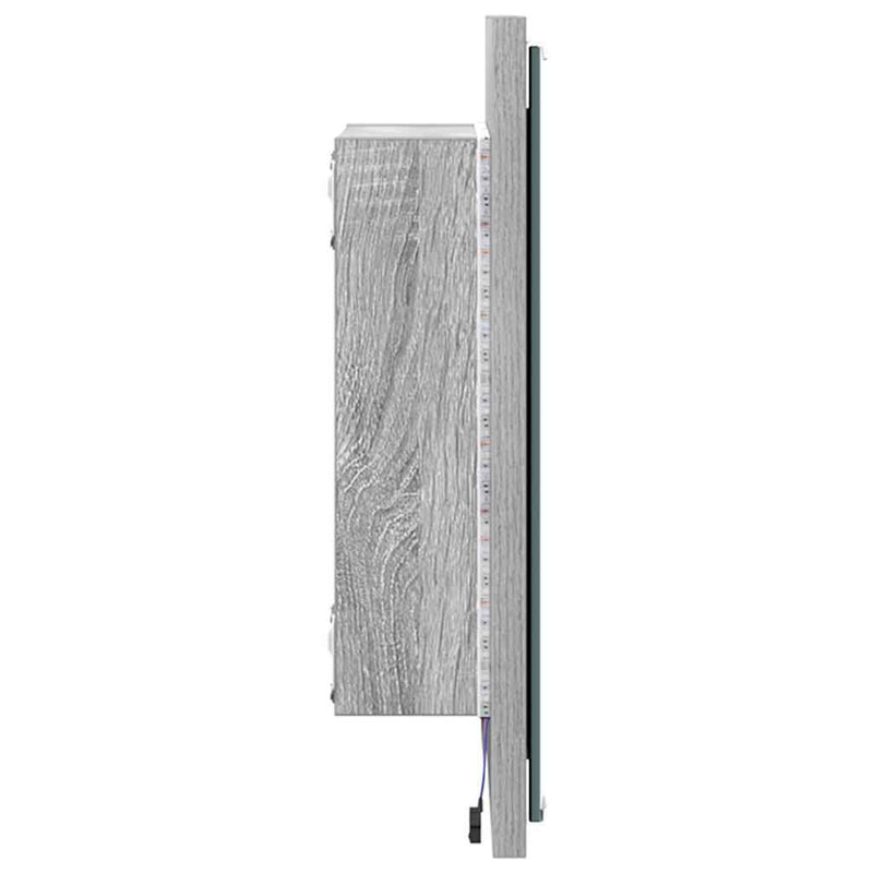 vidaXL LED Fürdőszoba Tükör Szürke Sonoma 40 x 8,5 x 37 cm Faanyag