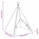 vidaXL Teepee sátor Fehér 120 x 120 x 150 cm Textil és Műanyag