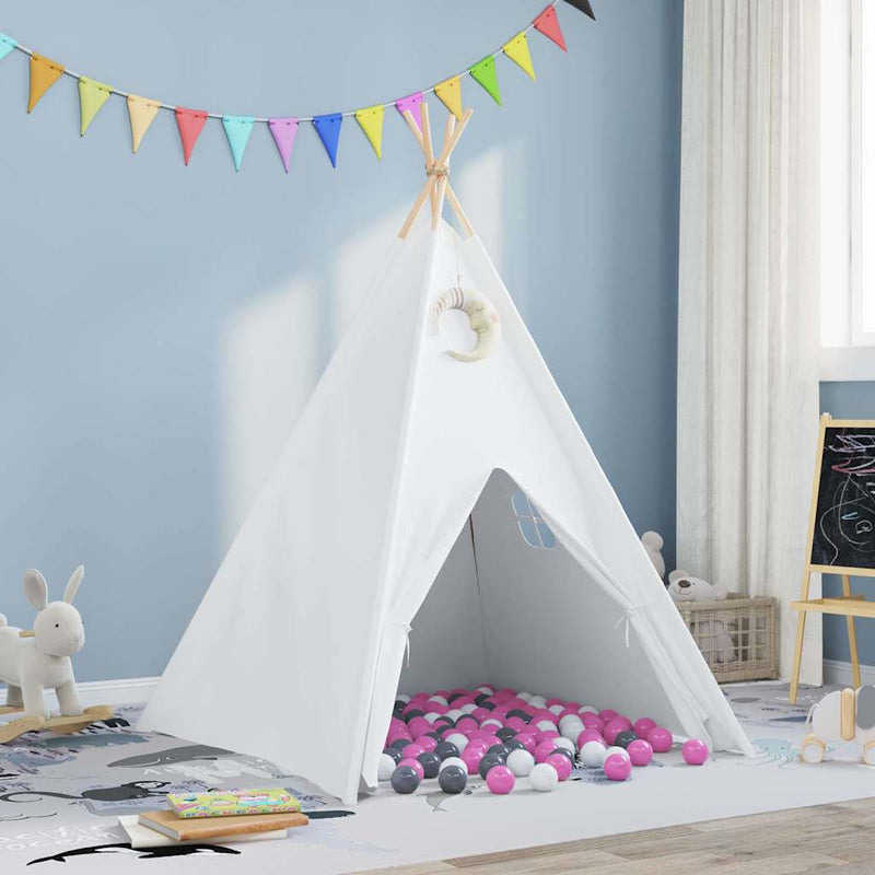 vidaXL Teepee sátor Fehér 120 x 120 x 150 cm Szövet & Műanyag
