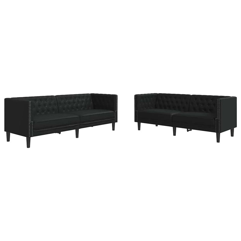 vidaXL Kanapé Szett 2 pcs Fekete 194 x 74.5 x 70.5 cm Műbőr