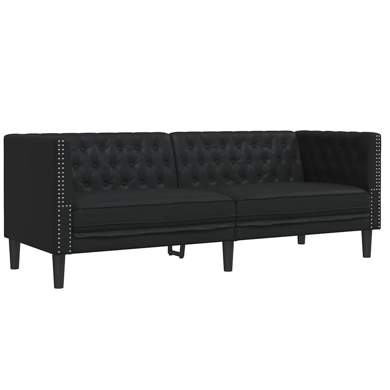 vidaXL Kanapé Szett 2 pcs Fekete 194 x 74.5 x 70.5 cm Műbőr