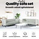 vidaXL Nappali Kanapé 2 pcs Világosszürke 194 x 74,5 x 70,5 cm Bársony