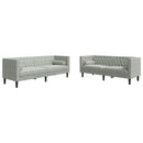 vidaXL Nappali Kanapé 2 pcs Világosszürke 194 x 74,5 x 70,5 cm Bársony