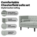 vidaXL Nappali Kanapé 3 pcs Világosszürke 194 x 74,5 x 70,5 cm Bársony