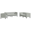 vidaXL Nappali Kanapé 3 pcs Világosszürke 194 x 74,5 x 70,5 cm Bársony