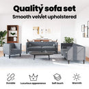 vidaXL Nappali Kanapé 3 pcs Sötétszürke 194 x 74,5 x 70,5 cm Bársony